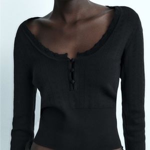 NWT Zara Pointelle Knit Sweater Size Small